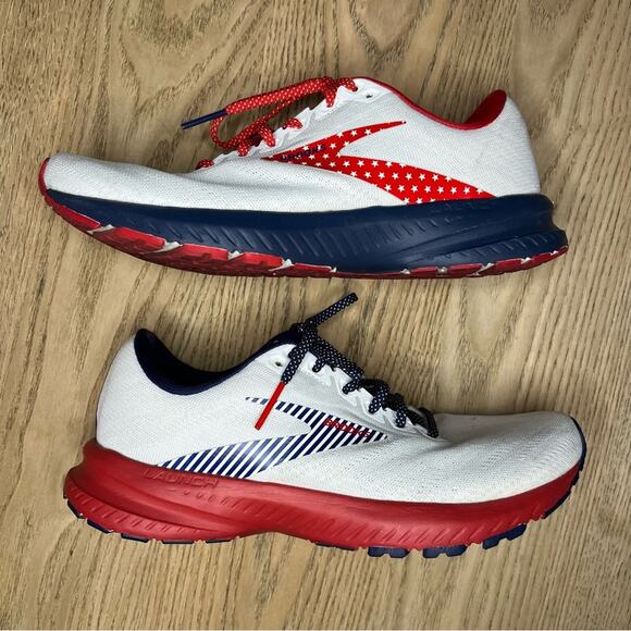 Brooks Running Women's Launch 7 Run USA Stars Stripes Navy Red Sneaker Size 7.5 - Picture 7 of 10